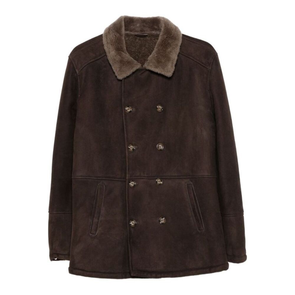 Barba Men Double-Breasted Sheepskin Coat